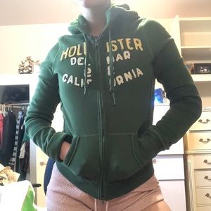 Size small hollister green zipup hoodie